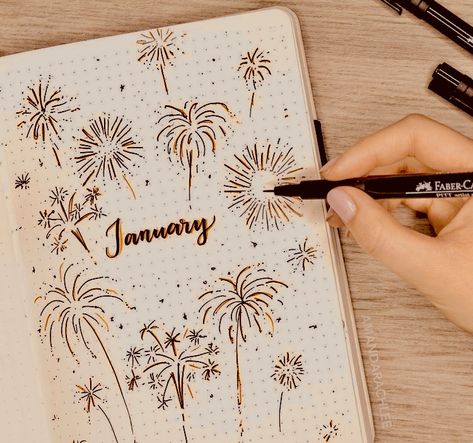 Countdown Drawing Ideas, New Year Journal Spread, January Bujo Theme, Monthly Step Tracker, Monthly Title Page, Scrapbook Title Page, Bullet Journal Title Page, 2024 Bullet Journal, Bullet Journal Goals Page