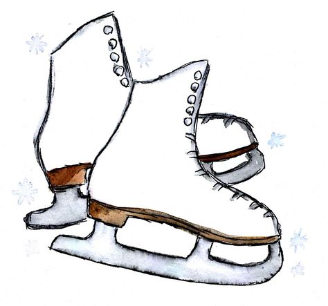 Ice Skating Drawing Ideas Ice Skating, Ice Skates Drawing Easy, Ice Skating Aesthetic Drawing, Ice Skate Painting, Figure Skating Drawing Easy, Ice Skate Clipart, Ice Skates Painting, Ice Skating Drawing Easy, Ice Skating Doodle