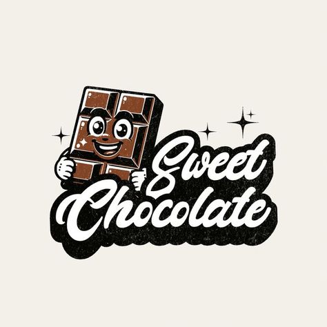 Chocolate Logo Design, Chocolate Template, Candy Logo, Chocolate Logo, Logos Retro, Friend Logo, Typography Illustration, Bar Logo, Retro Typography