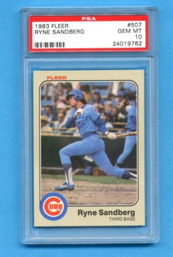 1983 Fleer Ryne Sandberg ROOKIE CARD PSA 10 GEM MINT Ryne Sandberg, Chicago Cubs Baseball, Third Base, Cubs Baseball, Collectible Trading Cards, Baseball Card, Sports Cards, Major League Baseball, Chicago Cubs