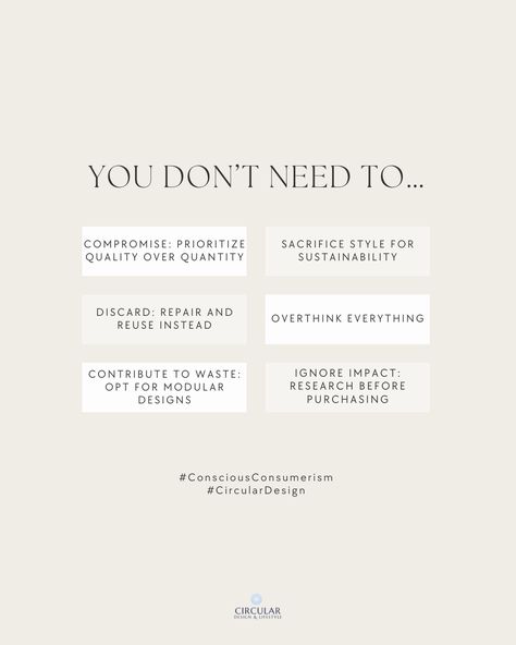 In the realm of conscious consumerism and circular design, you can have the best of both worlds. By prioritizing quality over quantity, embracing sustainable style, and opting for repair and reuse, you can make a significant difference. Choose modular designs to minimize waste and always research before purchasing to ensure your choices align with your values and have a positive impact on the environment.  Follow for @circulardesignandlifestyle for more similar content. Hoc Summer, Anti Consumerism, Conscious Consumerism, Quality Over Quantity, Circular Design, Sustainable Style, Your Values, Conscious Consumer, Modular Design