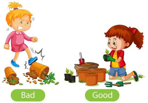 Opposite words with bad and good | Free Vector #Freepik #freevector #background #education #girl #cartoon English Opposite Words, Background Education, English Adjectives, Physical Inactivity, Opposite Words, Physical Activities For Kids, Illustration Story, Good And Bad, Graphic Editing