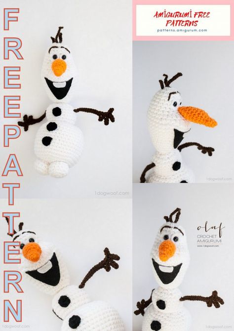 Amigurumi Olaf From Frozen Free Crochet Pattern - Amigurumi Amigurumi Olaf Free Pattern, Crochet Olaf Pattern, Frozen Crochet Patterns Free, Crochet Olaf Free Pattern, Olaf Crochet Pattern Free, Crochet Olaf, Snowman Patterns, Olaf From Frozen, Frozen Snowman