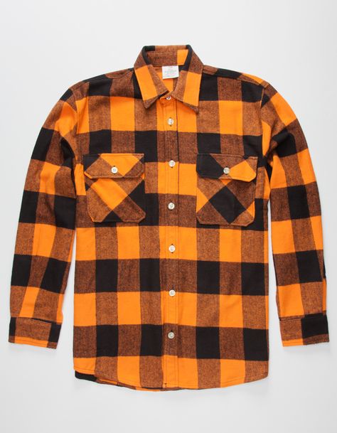 Orange Flannel Outfit, Mens Long Sleeve Shirts, Buffalo Plaid Flannel, Men's Casual Shirts, Man Clothing, Country Wear, Flannel Shirts, Mens Flannel Shirt, Mens Flannel