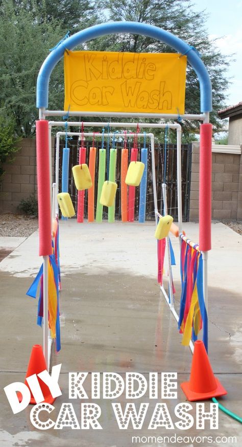 DIY Kiddie Car Wash #bhgsummer Backyard Water Games, Water Blob, Timmy Time, Summer Fun For Kids, Kids Outdoor Play, Diy Pipe, Fun Summer Activities, Kids' Party, Summertime Fun