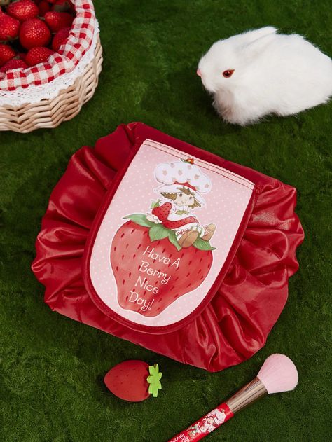 Strawberry Shortcake X SHEIN Cartoon Character & Strawberry Pattern Cosmetic BagI discovered amazing products on SHEIN.com, come check them out! Glitter Balloons, Rose Bag, Strawberry Pattern, Vintage Strawberry Shortcake, Textile Pattern, Cute Strawberry, Balloon Decorations Party, Textile Patterns, Strawberry Shortcake