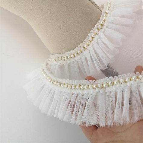 Lace Trim Dress, Beaded Chiffon, Pearl And Lace, Sewing Material, Dress Crafts, Pleated Fabric, Beaded Trim, Sewing Trim, Beaded Fringe