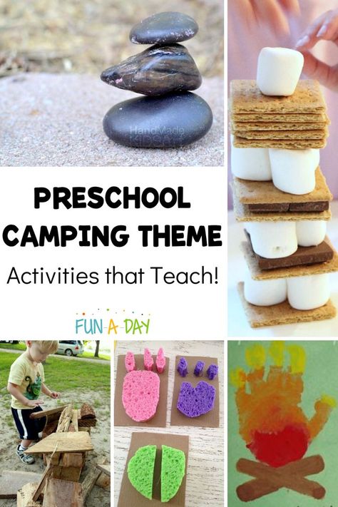 Camping Themed Science Experiments, Camping Experiments For Kids, Camping Stem Activities For Preschool, Camp Theme Preschool, Camping Science Activities For Preschool, Camping Learning Activities For Kids, Camping Daycare Activities, Camping Themed Stem Activities, Fine Motor Camping Activities