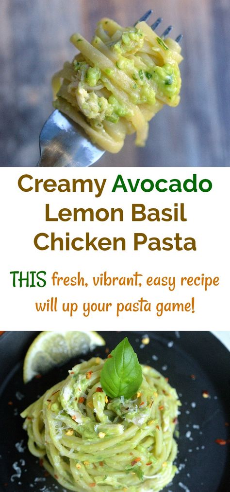 Basil Chicken Pasta, Chicken Avocado Pasta, Chicken Pasta Sauce, Lemon Pesto Pasta, Pasta With Lemon Sauce, Authentic Guacamole Recipe, Avocado Recipes Pasta, Chicken Basil Pasta, Lemon Basil Chicken