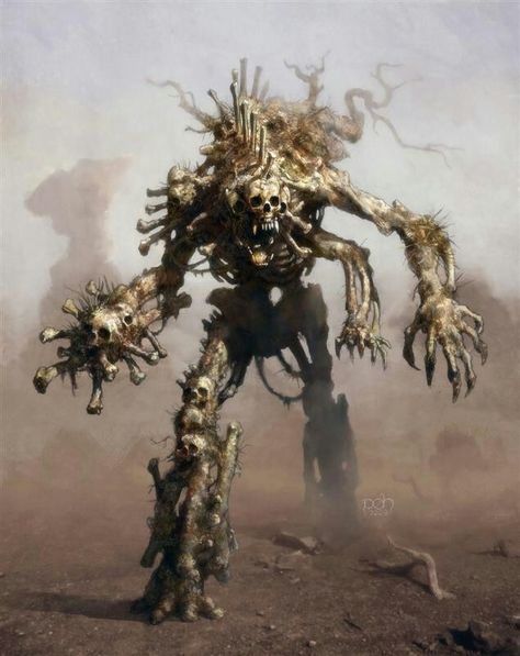 bone golem king Monsters Rpg, Rpg Monsters, Creature Fantasy, Dark Creatures, Cool Monsters, Dnd Monsters, Monster Concept Art, Demon Art, Fantasy Monster