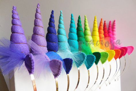 Rainbow Unicorn Party, Diy Unicorn, My Little Pony Party, Unicorn Party Favors, Unicorn Crafts, Unicorn Costume, Pony Birthday, Unicorn Headband, Pony Party