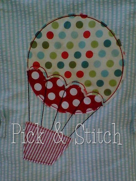 Hot Air Balloon Applique, Sewing Pictures, Urban Threads Embroidery, Cute Hot Air Balloon, Embroidery Designs Free Download, Rose Embroidery Designs, Freehand Machine Embroidery, Pick Stitch, Textile Art Embroidery