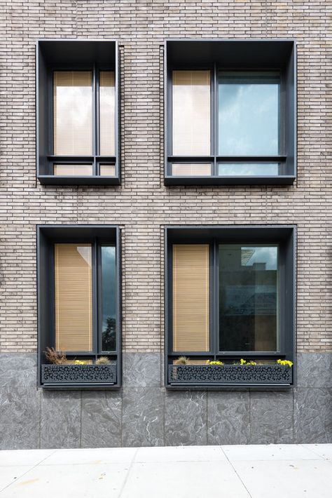 Window Facade Design, Brick Face, Residential Windows, Commercial And Office Architecture, Cladding Design, Brick Cladding, Brick Detail, Modernist House, Building Elevation