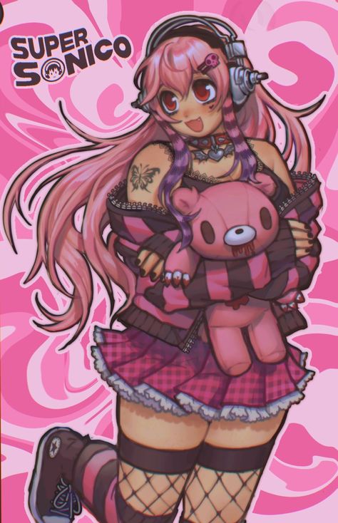 Sonico Chan, Super Pochaco, Gyaru Art, Super Sonico, Gloomy Bear, 2022 Art, Kin List, Arte 8 Bits, Super Sonic