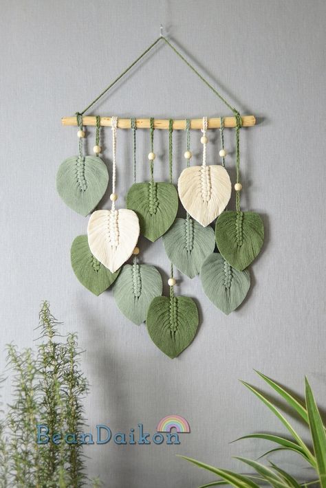 Macrame Leaf Wall Hanging, Leaves Macrame, Leaf Wall Hanging, Macrame Leaf, Feather Wall Decor, Bathroom Wall Hanging, Hanging Plant Wall, Wall Hanging Storage, Jewelry Organizer Wall