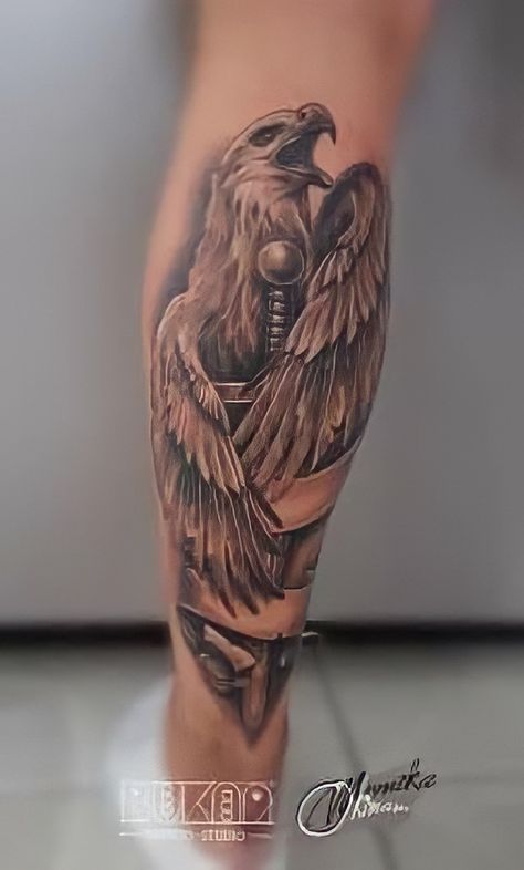 Eagle Tattoo On Leg Men, Eagle Leg Tattoo Men, Eagle Forearm Tattoo For Men, Eagle Tattoo Leg, Tattoo Men Unique, Eagle Leg Tattoo, Arm Sleeve Tattoo Men, Eagle Arm Tattoo, Eagle Forearm Tattoo