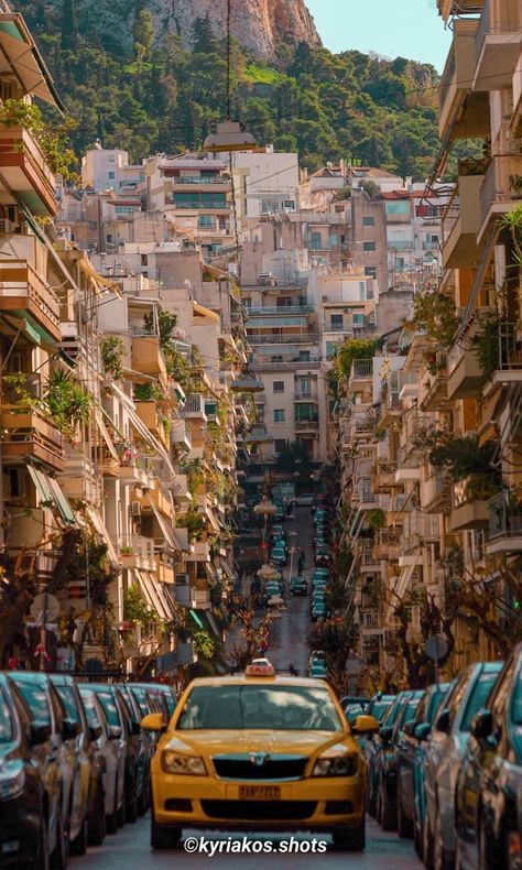 An Athenian taxi descending the Kallidromiou Street, Exarcheia,Athens, Greece Urban Street Photography, Victoria Paris, Greece Pictures, Semester Abroad, Dream City, Urban Street, Athens Greece, Urban Photography, Greece Travel