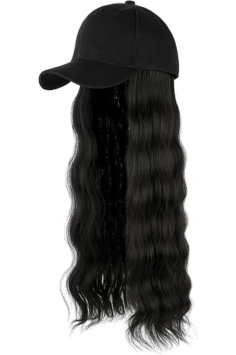 Womens hat Long Hair Wig Hat Attached Adjustable Curly Baseball Wave Cap Hair Hairstyle wig Hats For Women Hair Caps, Wig Hats Black Women, Long Hat, Lady Hat, Baseball Cap Hairstyles, Real Wigs, Best Lace Wigs, Real Hair Wigs, Long Curly Wig