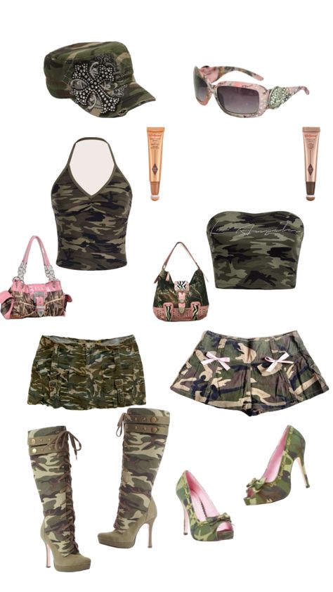 Pink And Camo Outfit, Mcbling Fashion, Matching Outfits Best Friend, 2000s Fashion Trends, 90s Inspired Outfits, Camo Outfits, 2000s Outfits, 2000s Fashion Outfits, Cute Simple Outfits