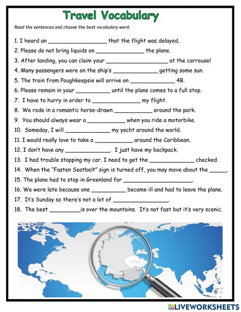 Travel Vocabulary English, Travel Vocabulary, Gifted Students, Ielts Speaking, Esl English, Vocabulary English, Esl Activities, English Worksheets For Kids, Good Vocabulary Words