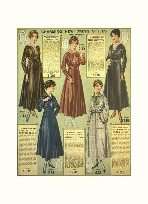 New Dress Styles For Women, Fashion 1910, 1900s Fashion, 1910s Fashion, Postal Vintage, 1920 Fashion, 20th Century Fashion, Edwardian Dress, Motif Vintage