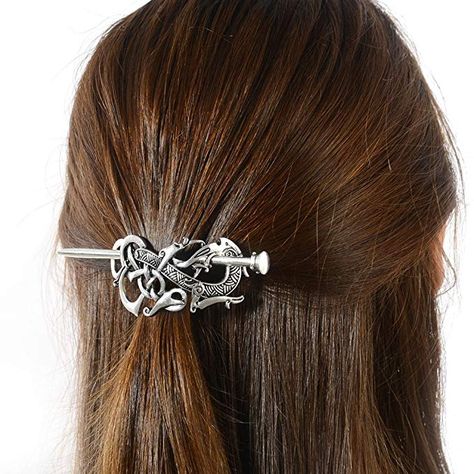 Hair Jewelry Braids, Irish Hair, Celtic Knot Hair, Dragon Hair, Celtic Hair, Viking Dragon, Hairpin Accessories, Knot Hair, Hair Decor