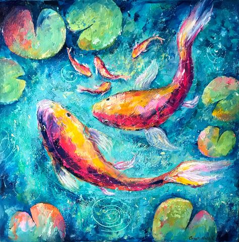 Koi Fish Art, Japanese Koi Fish, Japanese Koi, Best Gifts For Her, Fish Painting, The Pond, Water Painting, Fish Art, Koi Fish