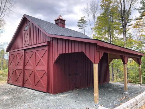 The Carriage Shed (@thecarriageshed) • Instagram photos and videos Barn Colors, Barn Style Garage, Barn Style Shed, Barn Remodel, Architectural Shingles Roof, Blue Siding, Garage Construction, Horse Barn Plans, Garage Apartment Plans