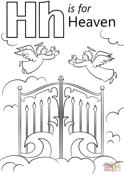 Heaven Coloring Page, Letter H Crafts, Book 2023, Sunday School Coloring Pages, Bible Worksheets, Alphabet Words, Bible Story Crafts, Abc Coloring Pages, Abc Coloring