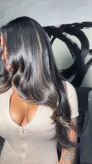 Faux Highlights, Hair Websites, Pressed Natural Hair, Tape Extensions, Slicked Back Ponytail, Tape Ins, Colored Hair Extensions, Black Hair With Highlights, Cute Braided Hairstyles