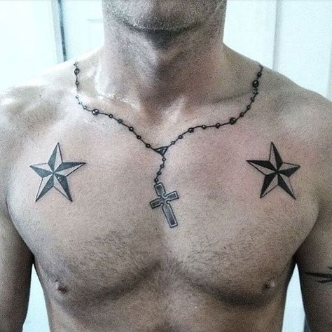 Cross Necklace Tattoo, Cross Tattoos For Men, Christian Cross Tattoos, Star Tattoos For Men, Rosary Tattoo, Tattoo On Hand, Necklace Tattoo, Cross Tattoo For Men, Hand Meaning