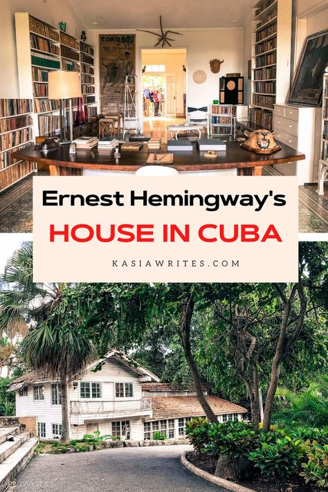 Finca Vigía near Havana, Cuba is where the great American writer Ernest Hemingway uses to live. Follow in his footsteps and discover Hemingway's Cuba.      #cuba #havana #hemingway #culturaltravel #americanwriters Cuban Interior Design Havana Cuba, Havana Style Decor, Hemingway Style Decor, Cuba Quotes, Hemingway Decor, Havana Travel, Ernest Hemingway House, Earnest Hemingway, Havana Beach