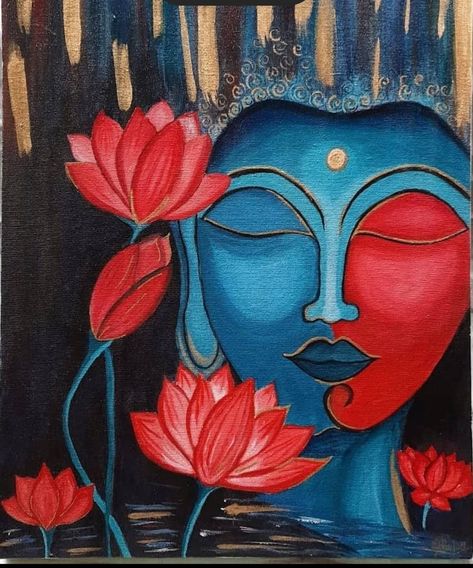 Buddha Acrylic Painting Canvases, Buddha Painting Easy, Buddha Painting Abstract Modern, Penting Art Beautiful, Budha Painting On Canvas, Art On Ceiling, Modern Art Paintings Abstract Acrylics, Buddha Canvas Art, Canvas Art Painting Abstract