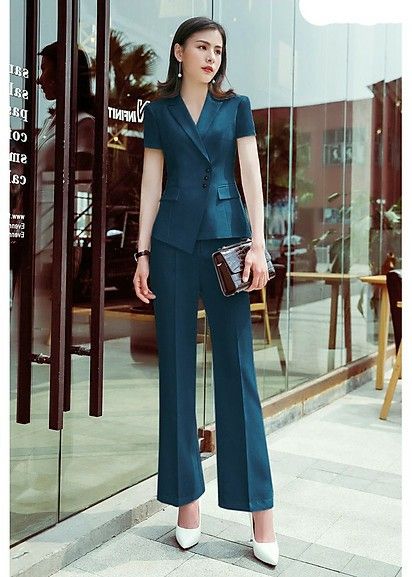 Slacks For Women Formal, Teacher Uniform Work Outfits, Office Uniform For Women, Teachers Uniform, Sabyasachi Lehenga Bridal, Casual Oufits, Denim Bag Diy, Western Suits, Office Uniform