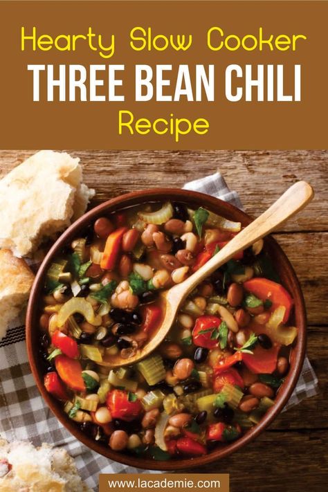 Slow Cooker Three Bean Chili: Hearty Recipe for 2024 Three Bean Chili Recipe, Three Bean Chili, Bean Chili Recipe, Hearty Chili, Chili Ingredients, Slow Cooker Recipe, Bean Chili, European Cuisine, Best Slow Cooker