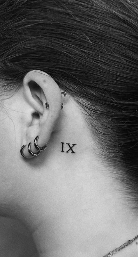 fine line tattoo, IX, 9, roman numeral tattoo, minimalist tattoo Roman Numeral 9 Tattoo, 9 Roman Numeral Tattoo, Behind The Ear Roman Numeral Tattoo, Roman Numerals Behind Ear, 13 In Roman Numerals Tattoo, 9 Roman Numeral, Roman Numeral 2 Tattoo, Roman Numeral Tattoo Behind Ear, Roman Numeral 15