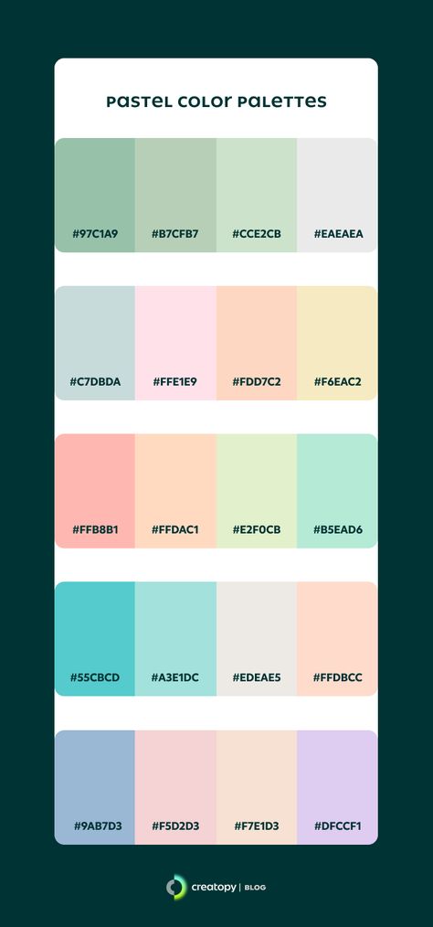 Pastel Colors: The Ultimate Guide to Using Them in Design Pastel Colour Pallet, Pastel Shades Colour Palettes, Color Pallets Pastel, Color Pallet Pastel, Pastel Website Design, Pallete Color Pastel, Pastel Color Pallet, Rgb Palette, All Colours Name