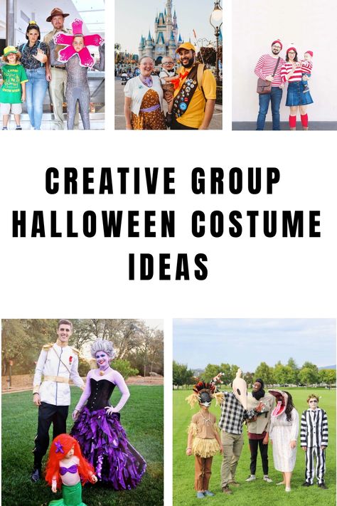 Discover a variety of creative DIY family Halloween costume ideas and outstanding group costume concepts for your upcoming themed dress-up event. Explore our curated selection of homemade costume inspirations that are sure to impress and delight everyone around you. Easy Diy Family Halloween Costumes, Diy Group Costumes, Diy Family Halloween Costumes, Group Costume Ideas, Group Halloween Costume Ideas, 3 People Costumes, Costume Concepts, Woody Costume, Diy Couples Costumes