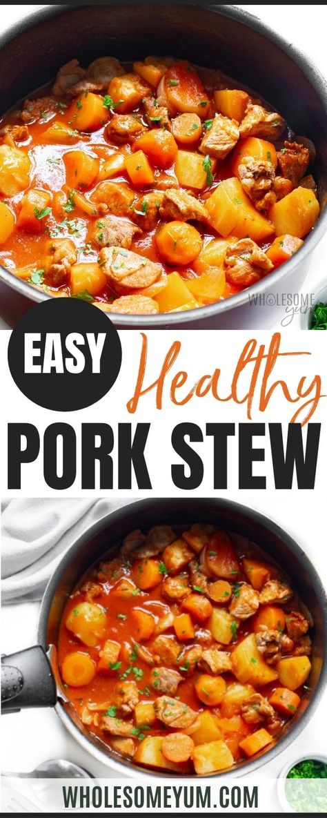 Easy Cubed Pork Recipes, Pork Loin Soup Recipes, Pork Chop Stew, Pork Stew Meat Recipes, Cubed Pork Recipes, Cubed Pork, Pork Stew Meat, Stew Easy, Pork Stew Recipes