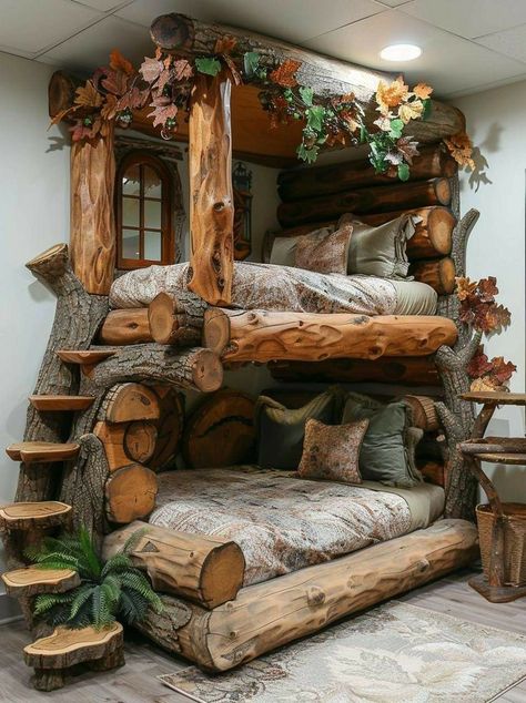 Casa Hobbit, Zimmer Diy, Dream Bedroom Inspiration, Cabin Furniture, Rustic Home Design, Unique Beds, Cute Bedroom Decor, Dream House Rooms, Fantasy House