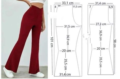 Flare Pants Pattern, Learn Sewing, Diy Clothes Patterns, Clothing Pattern Design, Projek Menjahit, Sewing Measurements, Mode Tips, Sewing Clothes Women, Fashion Design Patterns