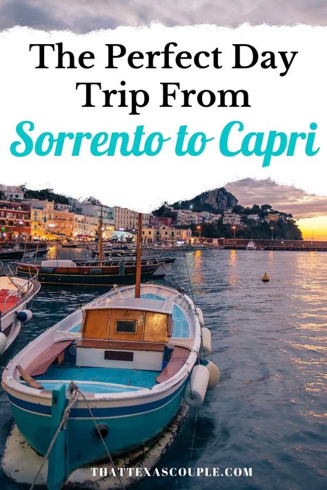 Are you planning a trip to Sorrento? Then you should definitely consider taking a day trip to Capri. We have outlined exactly how to get from Sorrento to Capri in this post. Not only that, but we show you some of the best things to do during your Capri day trip also! We have included taking the Sorrento to Capri ferry, a private boat tour in Capri, visiting the Blue Grotto and so much more. Italy travel | Island of Capri | Amalfi Coast | Italy | travel guide | Europe Positano Italy Amalfi Coast, Sorrento To Capri, Italy Trip Planning, Island Of Capri, Blue Grotto, Rome Itinerary, Capri Island, Private Boat, Cities To Visit