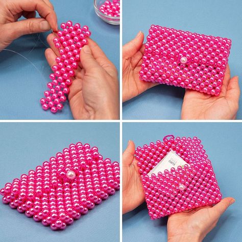 Mini Bag Diy, Beaded Wallet, Diy Earrings Materials, Bead Purse, Hand Beaded Bag, Beaded Clutch Purse, Beaded Clutch Bag, Beads Craft Jewelry, Diy Wallet