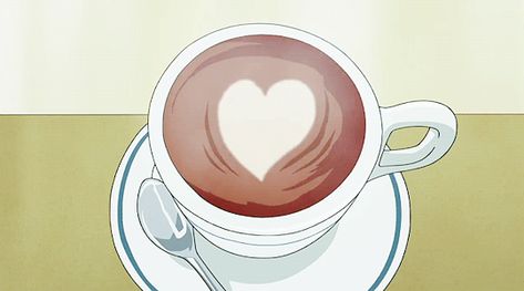 Scenery Aesthetic, Hot Choco, Anime Coffee, Anime Foods, Food Anime, Anime W, Coffee Icon, Coffee Cup Art, Coffee Gif