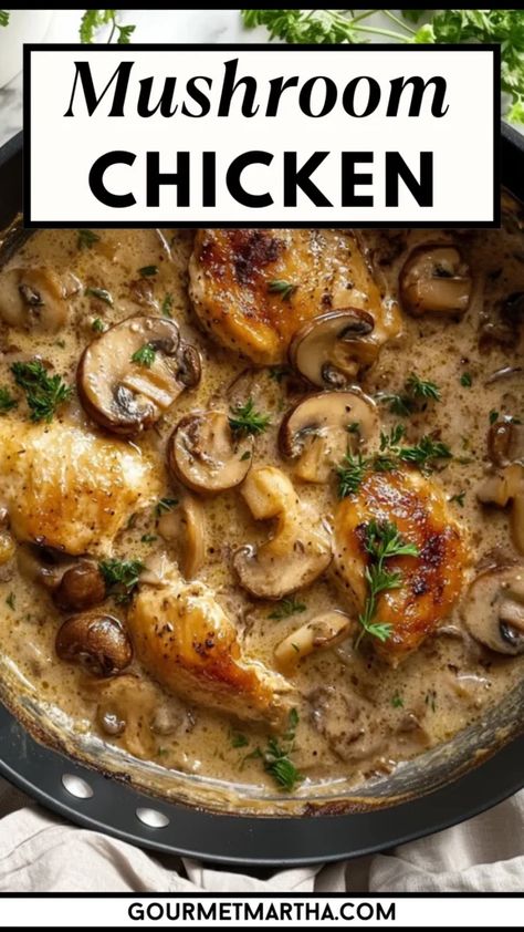 Chicken Portabella Mushroom Recipes, Chicken And Mushroom Recipes Healthy, Mushroom And Chicken Recipes, Creamy Dinner Recipes, Chicken Recipes Mushroom, Mushroom Chicken Recipes, Chicken And Mushroom Recipes, Portabella Mushrooms Recipes, Chicken Board