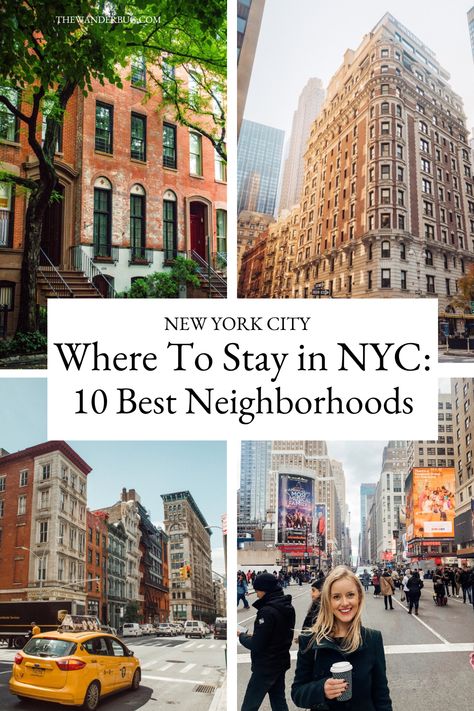 Photo of 4 different neigbourhoods of New York City - West Village brownstone, SoHo street, Midtown building and Midtown street Woodbury Common New York, New York Locals Guide, 48 Hours In New York City, Where To Stay In New York City, New York Where To Stay, Where To Stay In Nyc, Weekend In New York City, Upper West Side New York, Midtown New York