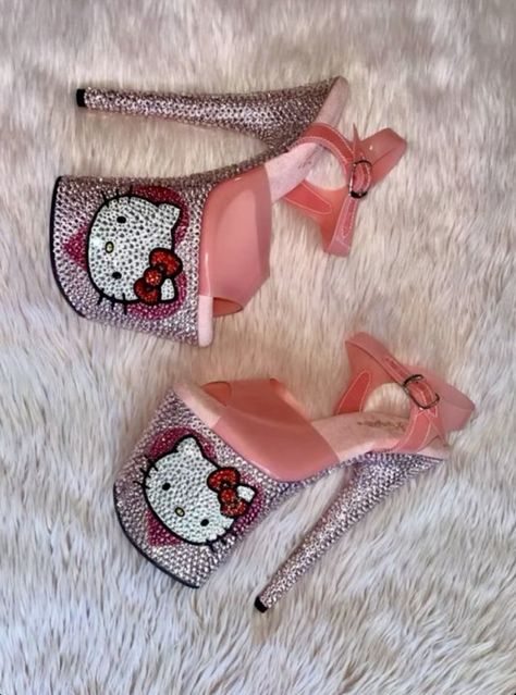 Y2K4EVR Striper Outfits, Y2k Heels, Pleaser Heels, Pink Stilettos, Heels Aesthetic, Pretty Shoes Sneakers, Cute Shoes Heels, Pink Hello Kitty, Girly Accessories