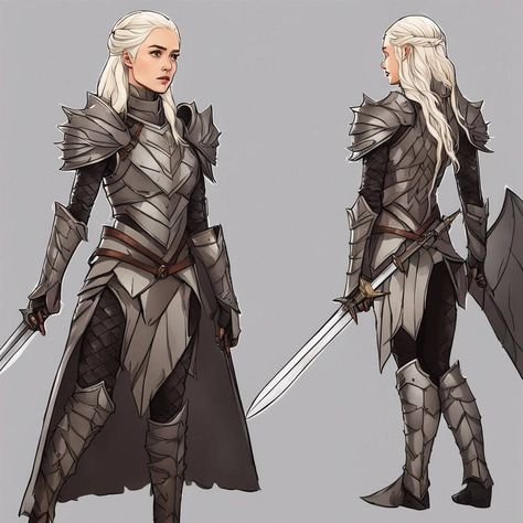 Elvish Armor Female, House Of Dragon Armor, Female Armour Art, Targaryen Dragon Rider Outfit, Valyrian Armor, Targaryen Dress Design, Paladin Armor Dnd, Targaryen Armour, Female Armor Design