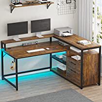 Industrial Office Table, Corner Office Desk, Small Room Desk, Office Desk With Drawers, Computer Table Design, Desk With Led Lights, Printer Storage, Desk With File Drawer, Office Desk Designs