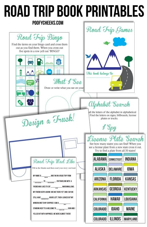 Road Trip Printable Games and Activities -- a book of games and activities for kids to play on a road trip. Includes license plate search, road trip bingo, mad libs and more! Road Trip Games For Adults, Road Trip Books, Road Trip Printables, Road Trip Bingo, Trip Games, Road Trip Activities, Games For Adults, Road Trip Games, Mad Libs